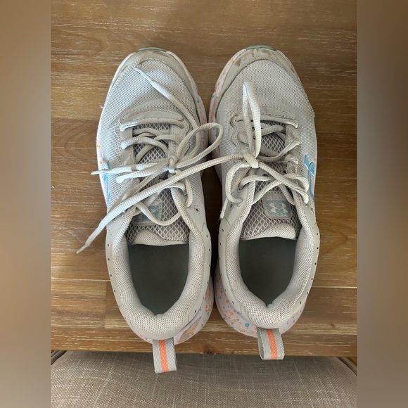 Under Armour Kids' Cream and Light Blue Sneakers - Picture 2 of 7